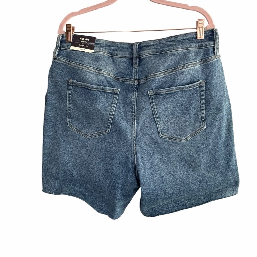 Ava & Viv Women's Distressed Blue Denim Shorts - Picture 3 of 4